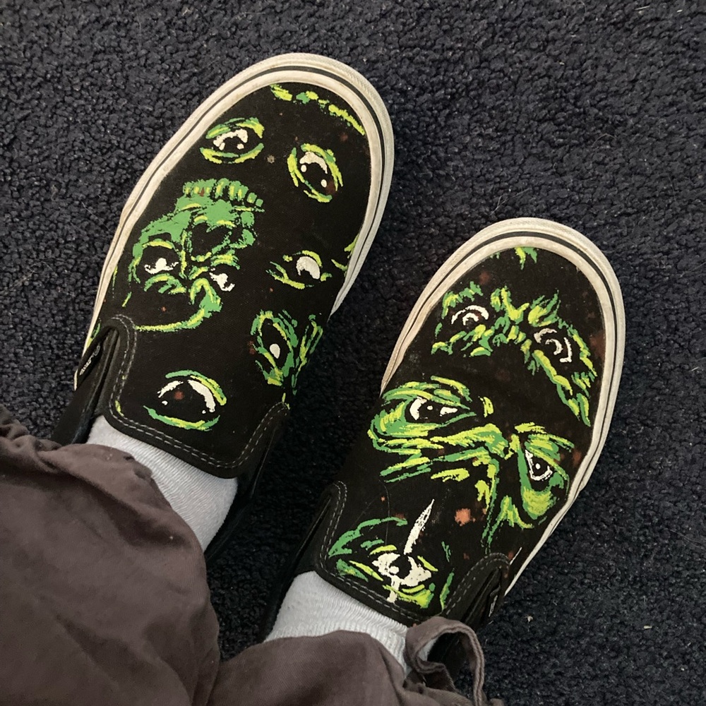 Vans Black and Green Graphic Sneakers